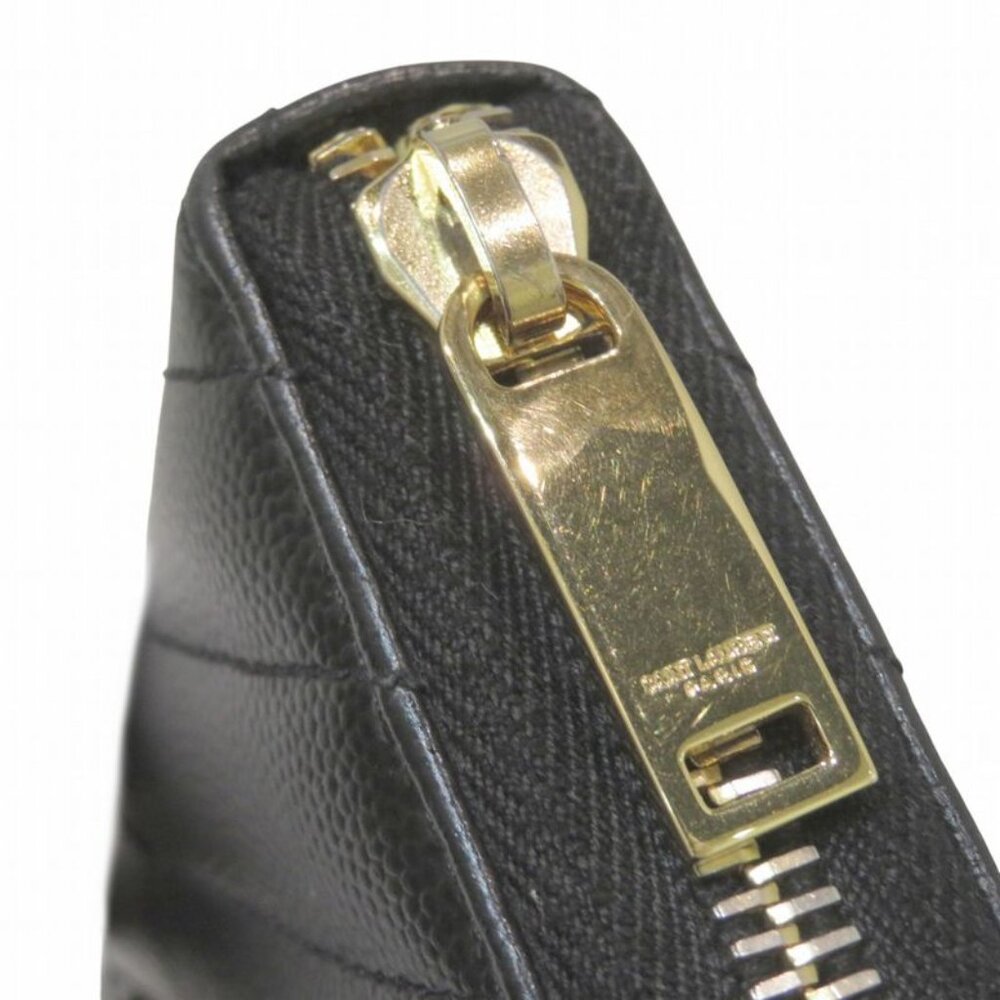 Saint Laurent Yves Stitch Zip Around Monogram YSL Wallet Leather - Picture 7 of 9